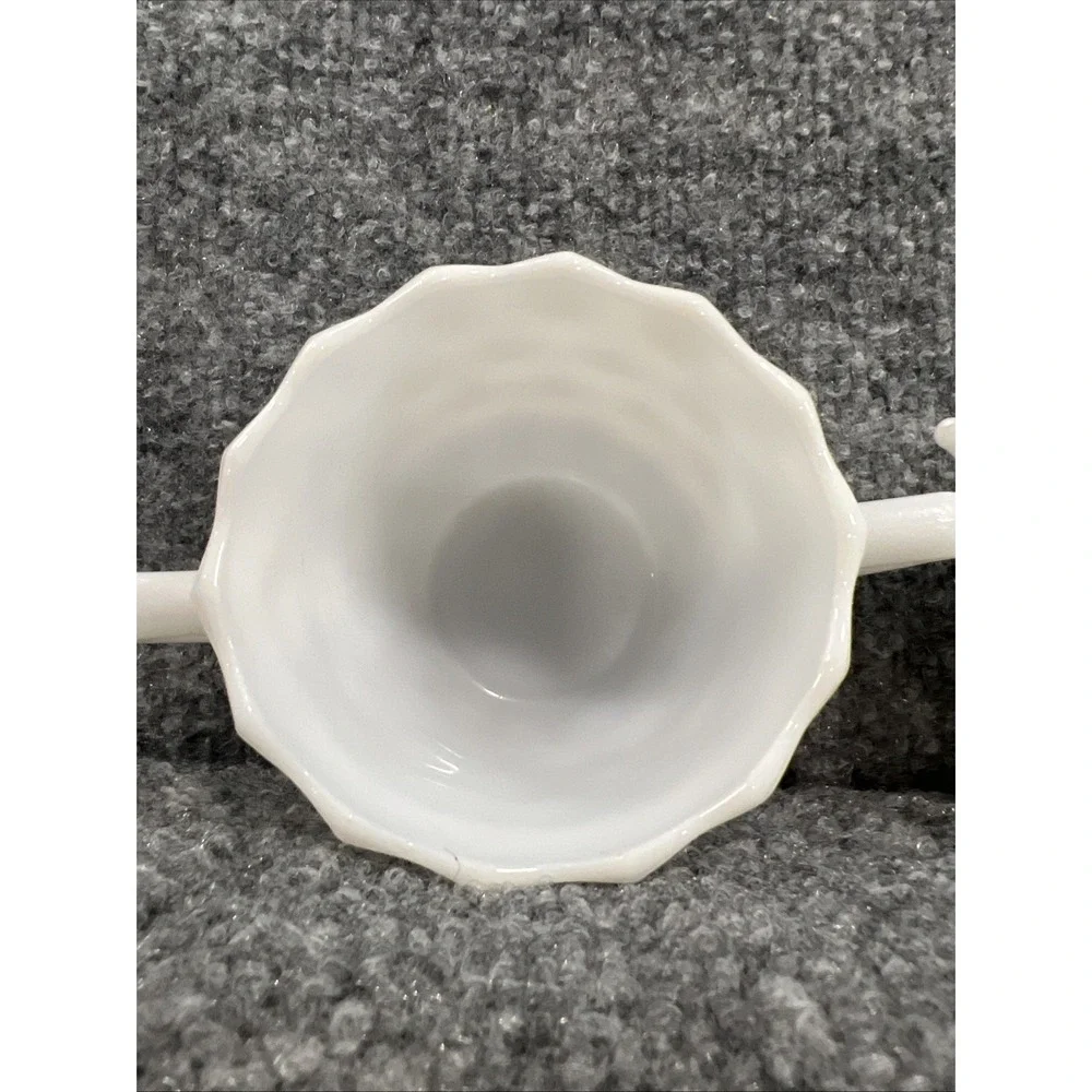 Vintage 1960's Hazel Atlas Cubist Milk Glass Creamer and Sugar Set